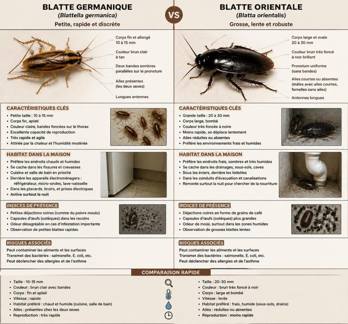découvrez comment distinguer la blatte germanique de la blatte orientale grâce à nos conseils pratiques pour les reconnaître facilement et agissez efficacement contre ces nuisibles.